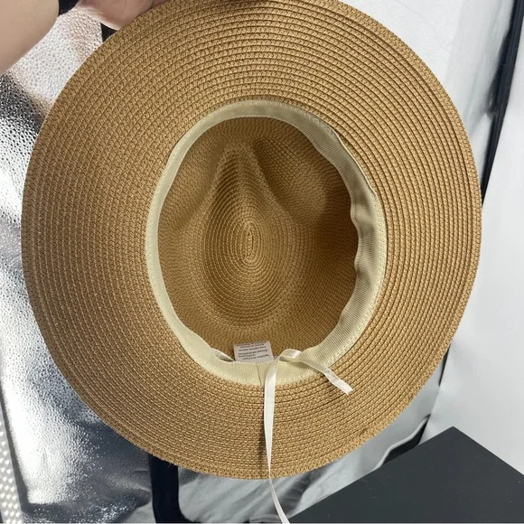 Straw Fedora Beach Sun Hat Wide Brim Panama Roll up Hat UPF 50+ - Picture 6 of 8